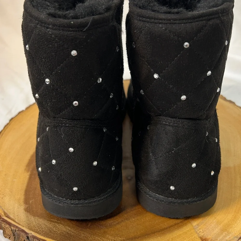 Juicy Couture Black Faux Fur Lined Kayte Winter Booties Micro suede‎ Size 8